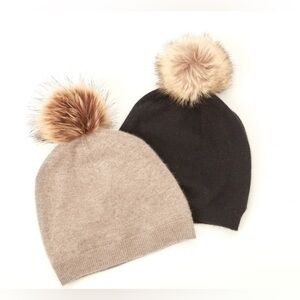 Sunday Mane, satin lined 100% cashmere beanie with pom pom